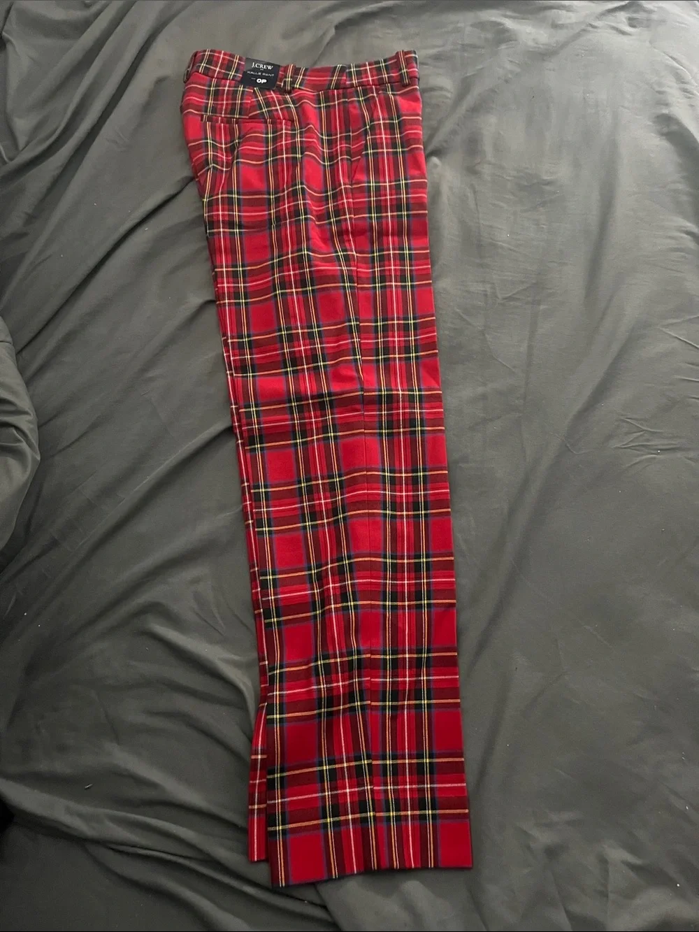 J. Crew Red Plaid Kallie Pant with Black and Yellow Tartan NWT 0P